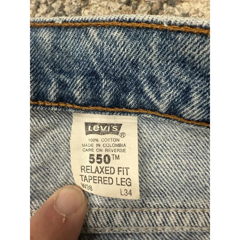 Vintage Levis Jeans Mens 38x34 Blue‎ Denim 550 Relaxed Fit Orange Tab Pants 90s